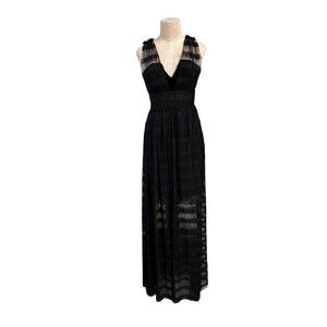 Adelyn Rae Contemporary Era Sheer Pleated Maxi Dress Eveningwear Full LBD, Fundr